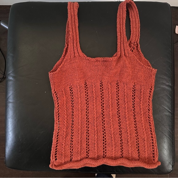 Abercrombie & Fitch Rust Knit Tank Top Size Small Boho Open Stitch - Picture 6 of 6